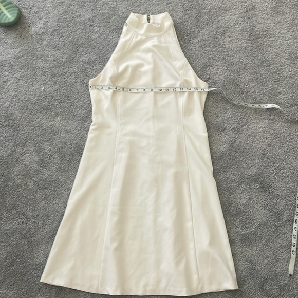 White Mock-Neck A-Line Mini Dress - Picture 13 of 14